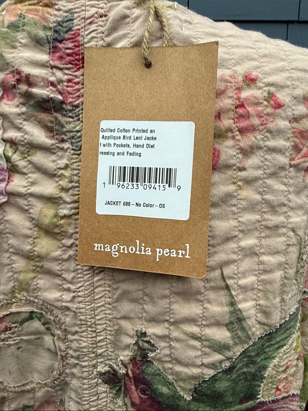 Magnolia Pearl Quilted Cream Jacket Leni Pink & Green Floral Print One size - Picture 7 of 11